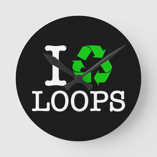 I Återvinna Loops Rund Klocka (Framsida)