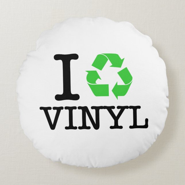 I Återvinna Vinyl Rund Kudde (Framsidan)