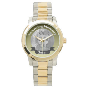 I att älska minne av den guld- fotoklockan armbandsur