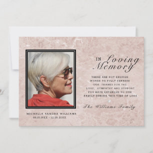I att älska minne Marble Rosa Memorial Photo Car Tack Kort