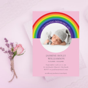 i att älska minnet av rosans regnbåge baby begravn inbjudningar