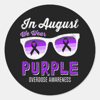 I augusti Bäror vi Lila Sungles Overdose Awarenes Runt Klistermärke