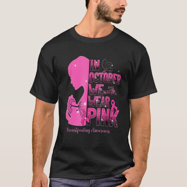 I augusti Bäror vi Rosa  amning T Shirt (Framsida)