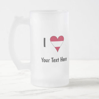 I (Austrian Flag Heart Love) Your Text Frostat Ölglas