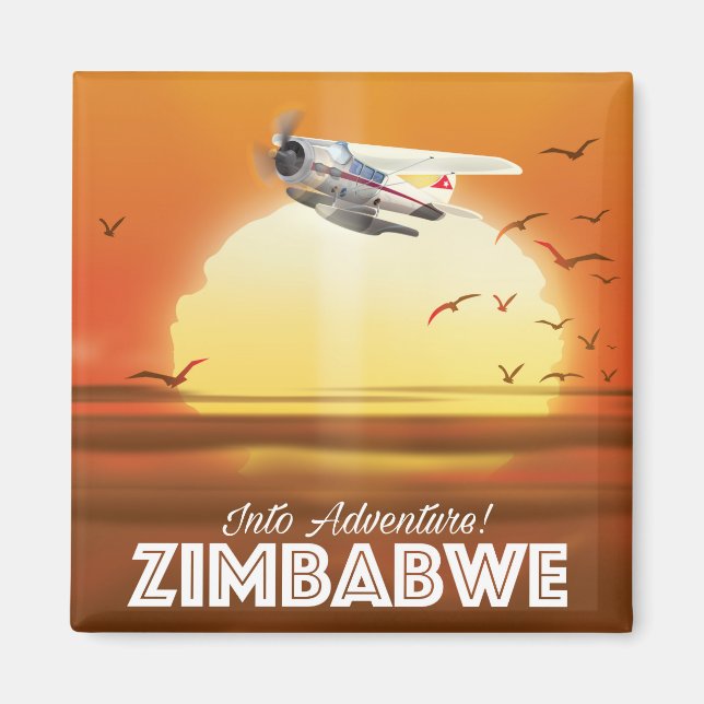 I Äventyr! Zimbabwes reseaffisch Magnet (Framsidan)
