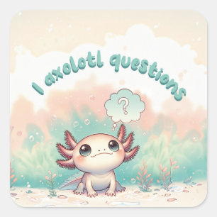 I Axolotl Frågar Kids Cute Axolotl Retro Fyrkantigt Klistermärke