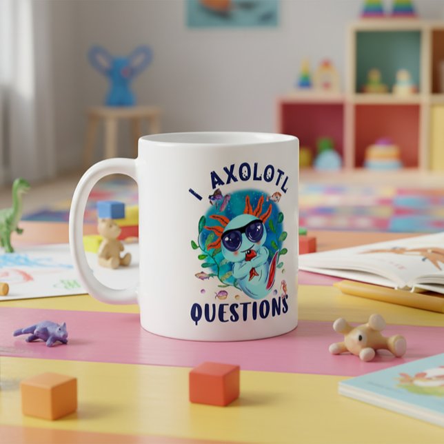 I Axolotl-frågor, Cute Axolotl-citat Kaffemugg (I Axolotl Questions Mug - Cute Amphibian)