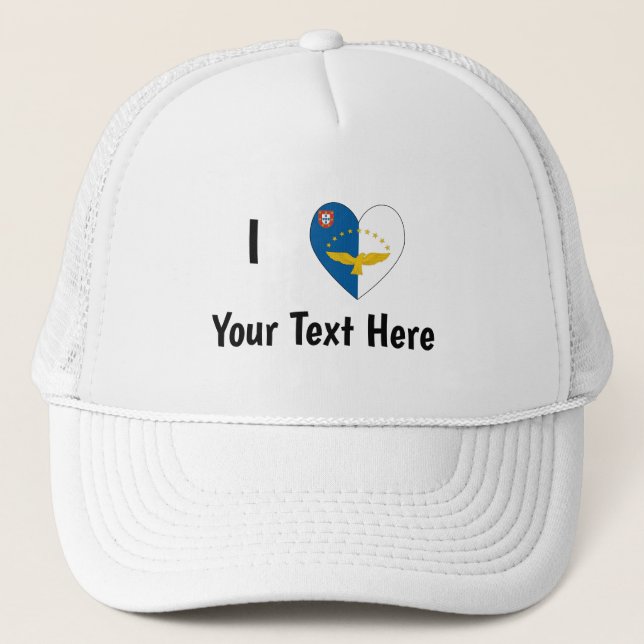 I (Azorernas Flagga Heart Kärlek) Er text Keps (Framsida)