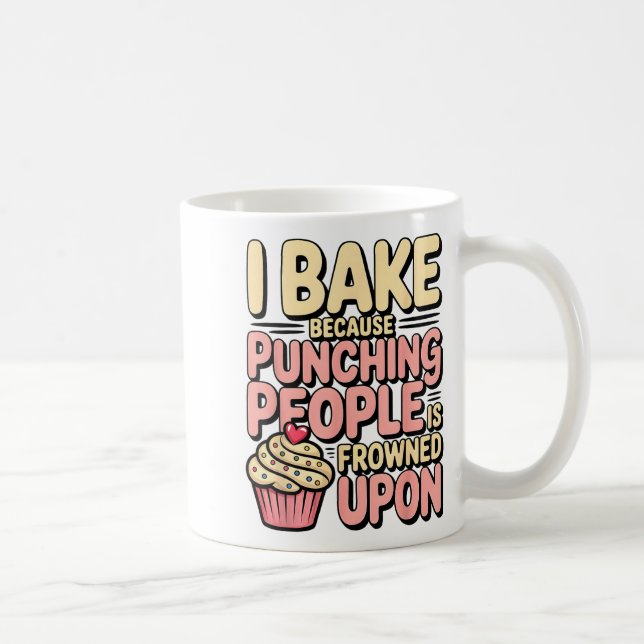 I Bake Because Punching People Is Frowned Un Baker Kaffemugg (Höger)