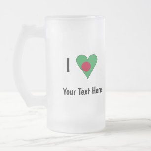 I (Bangladesh Flagga Heart Kärlek) Personlig Frostat Ölglas