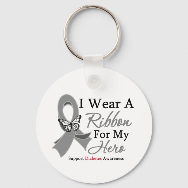 I Bära A Ribbon HERO Diabetes Nyckelring (Framsida)