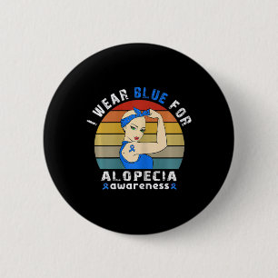 I bära blå för alopeci-medvetande knapp