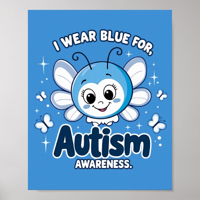 I bära blå för autismmedvetenhet poster (Framsidan)