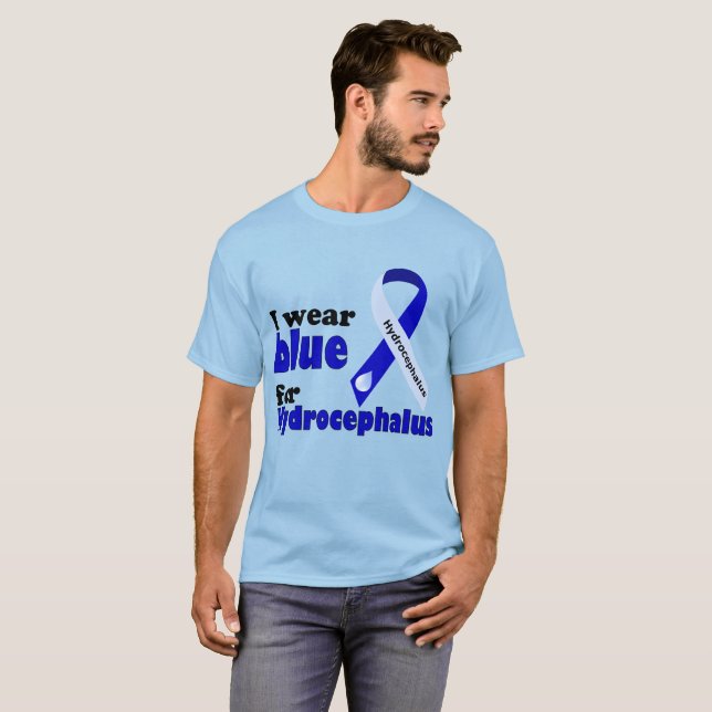 I bära blå för Hydrocephalus T Shirt (Hel framsida)