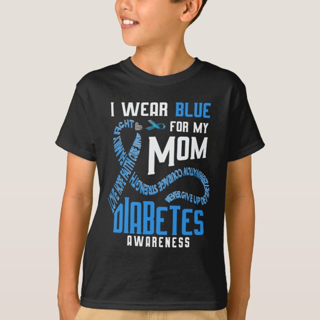 I bära blå för min medvetenhet om mamma-diabetes t shirt (Framsida)