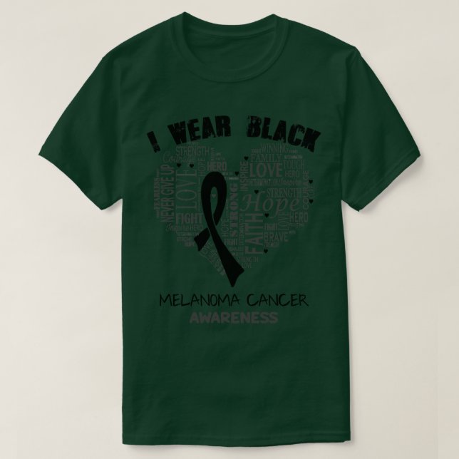 I Bära Black for Melanoma Cancer Awareness Faith H T Shirt (Design framsida)