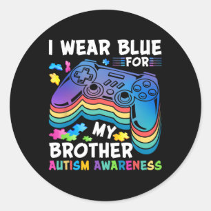 I Bära-blått för min bror Autism Awareness Boys V Runt Klistermärke