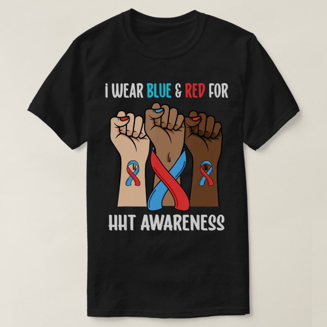 I Bära Blue and Red for HT Awareness T-Shirt (Design framsida)