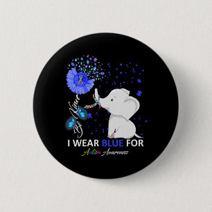 I Bära Blue Autism Awareness Elephant Autism Awar Knapp