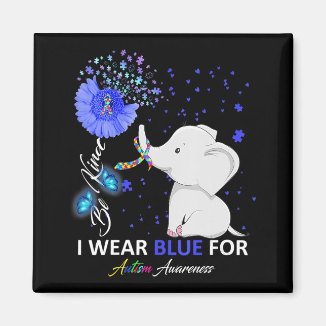 I Bära Blue Autism Awareness Elephant Autism Awar Magnet (Framsidan)