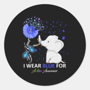 I Bära Blue Autism Awareness Elephant Autism Awar Runt Klistermärke