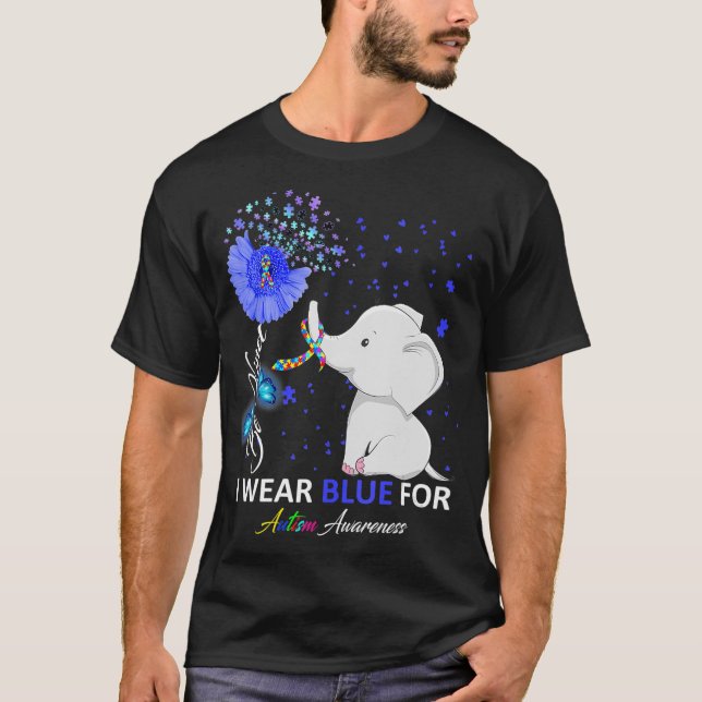 I Bära Blue Autism Awareness Elephant Autism Awar T Shirt (Framsida)