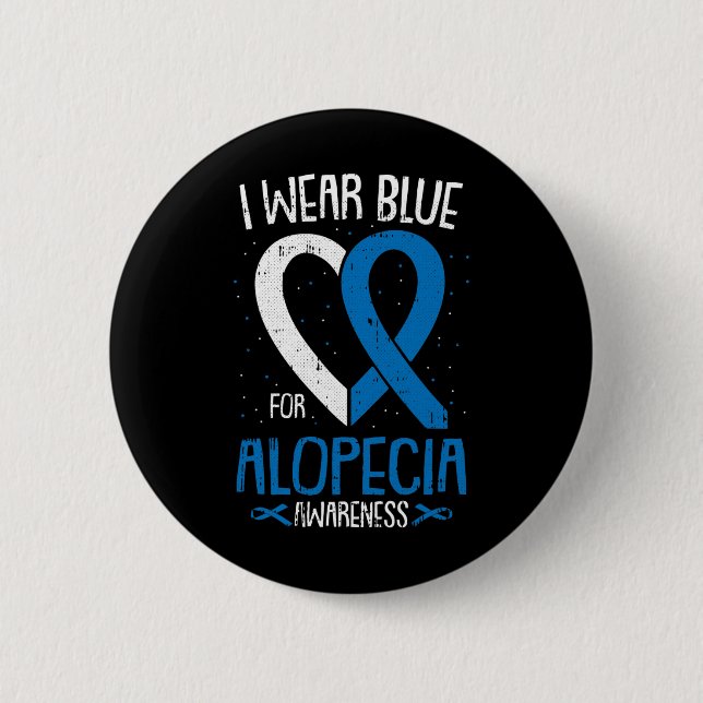 I Bära Blue for Alopecia Awareness Areata Balding Knapp (Framsida)