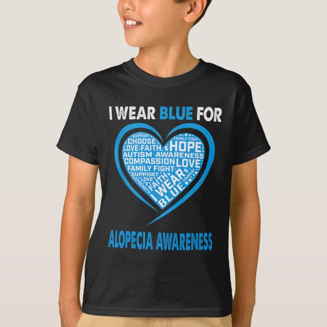 I Bära Blue for Alopecia Awareness Faith Hope Kärl T Shirt (Framsida)