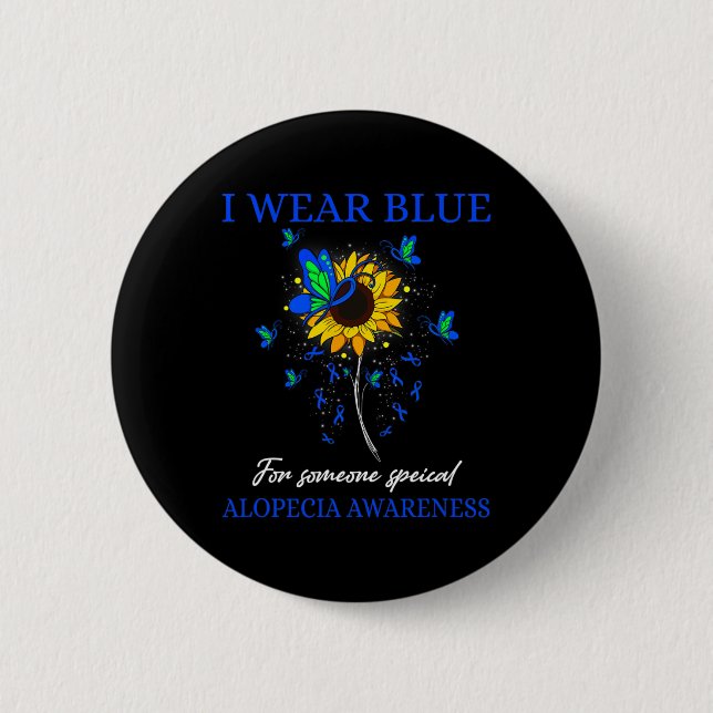 I Bära Blue for Alopecia Awareness Solros Knapp (Framsida)