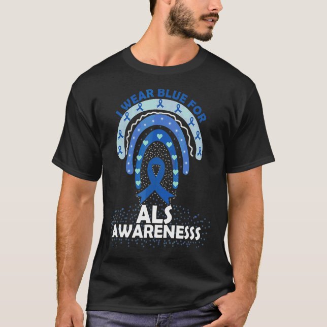 I Bära Blue for Als Awareness Rainbow Amyotrophic T Shirt (Framsida)