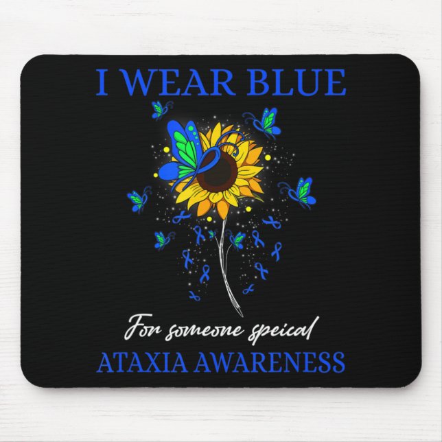 I Bära Blue for Ataxi Awareness Solros T-Shirt Musmatta (Framsidan)