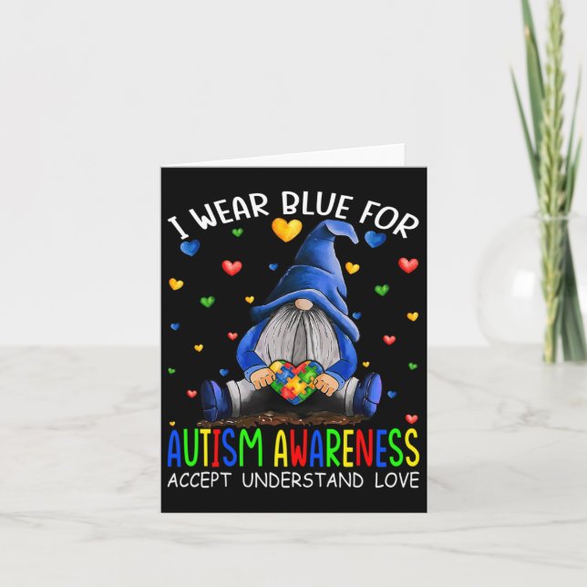 I Bära Blue for Autism Awareness Accstand Kort (Framsida)