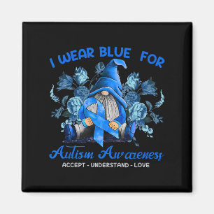 I Bära Blue for Autism Awareness Accstand Magnet