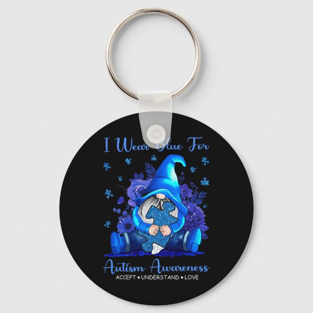 I Bära Blue for Autism Awareness Accstand Nyckelring (Framsida)