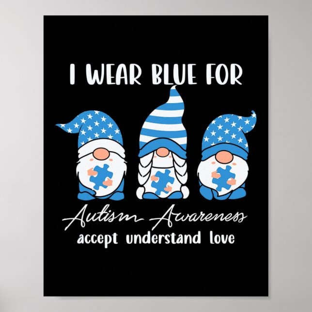 I Bära Blue for Autism Awareness Accstand Poster (Framsidan)