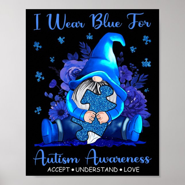 I Bära Blue for Autism Awareness Accstand Poster (Framsidan)