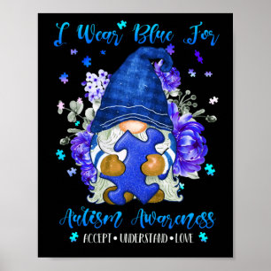 I Bära Blue for Autism Awareness Accstand Poster