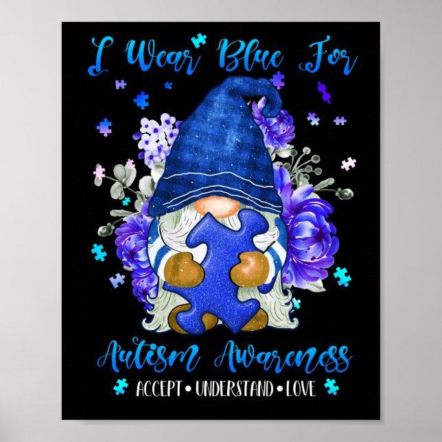 I Bära Blue for Autism Awareness Accstand Poster (Framsidan)