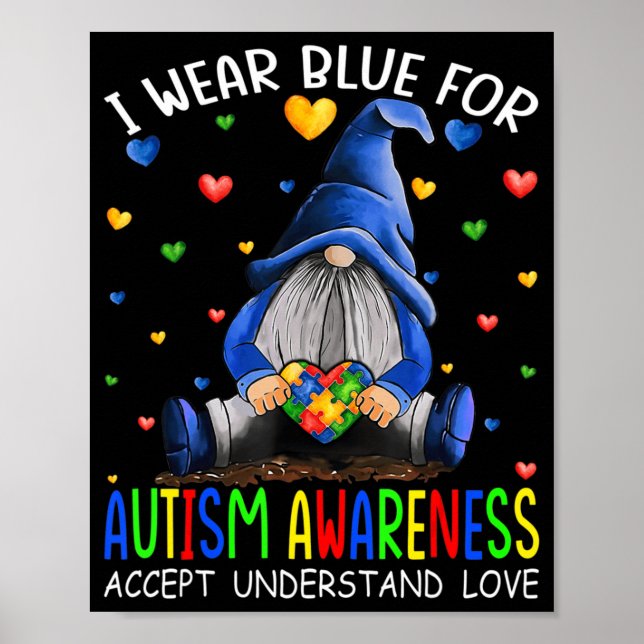 I Bära Blue for Autism Awareness Accstand Poster (Framsidan)