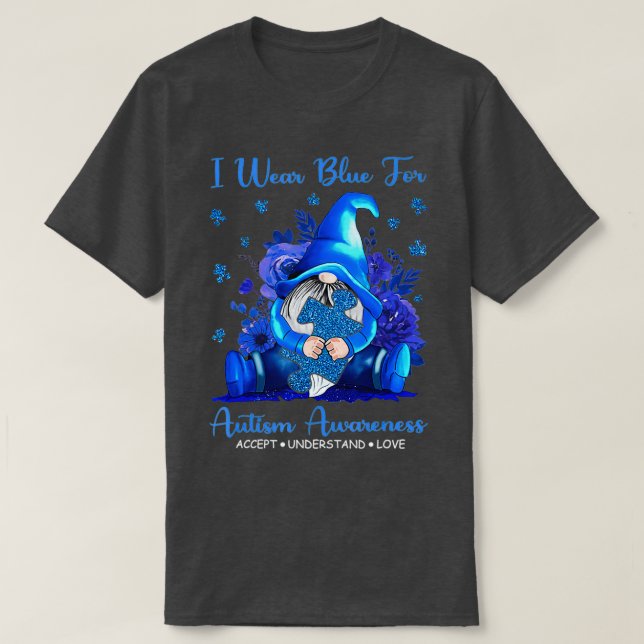 I Bära Blue for Autism Awareness Accstand T Shirt (Design framsida)