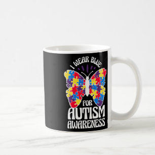I Bära Blue for Autism Awareness Butterfly Autism Kaffemugg