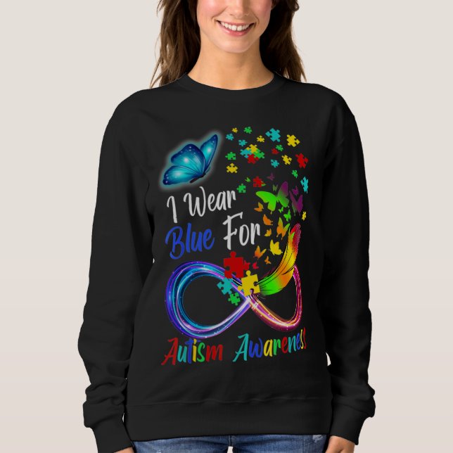 I Bära Blue for Autism Awareness Butterfly Autism T Shirt (Framsida)