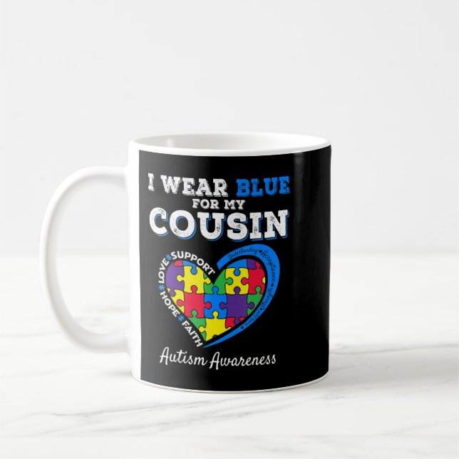 I Bära Blue for Autism Awareness Family Matching T Kaffemugg (Vänster)