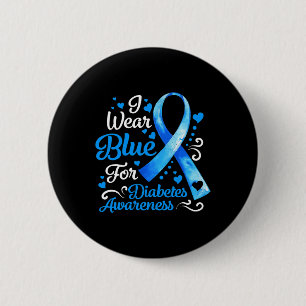 I Bära Blue for Diabetes Awareness Blue Ribbon Man Knapp