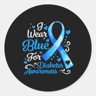 I Bära Blue for Diabetes Awareness Blue Ribbon Man Runt Klistermärke