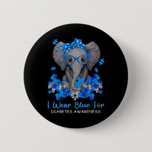 I Bära Blue for Diabetes Awareness Elephant Warrio Knapp