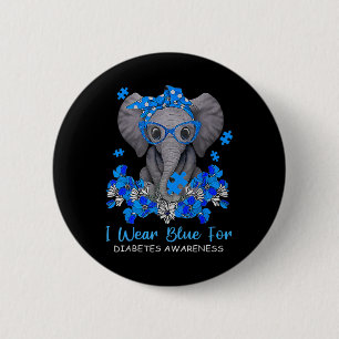 I Bära Blue for Diabetes Awareness Elephant Warrio Knapp