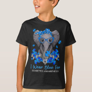 I Bära Blue for Diabetes Awareness Elephant Warrio T Shirt
