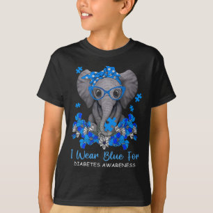 I Bära Blue for Diabetes Awareness Elephant Warrio T Shirt