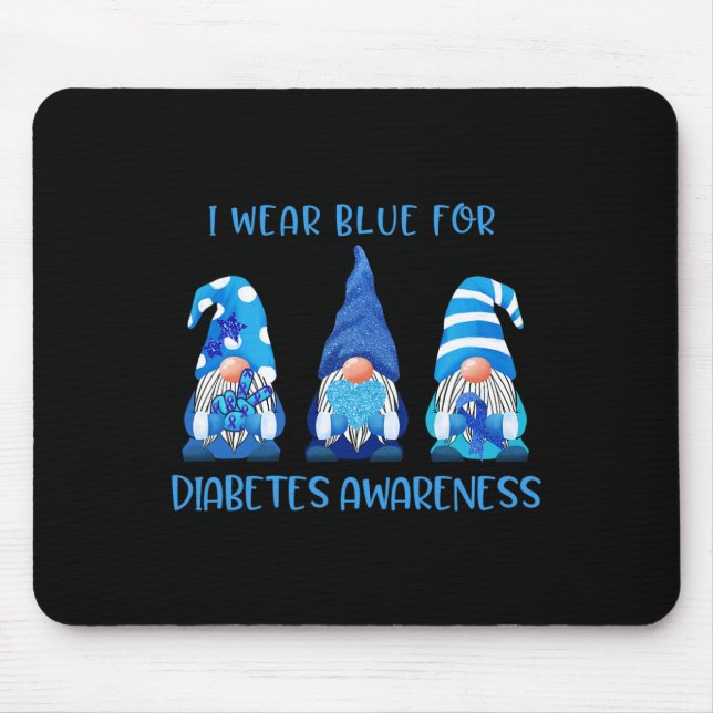 I Bära Blue for Diabetes Awareness Gnomes Peace Lo Musmatta (Framsidan)